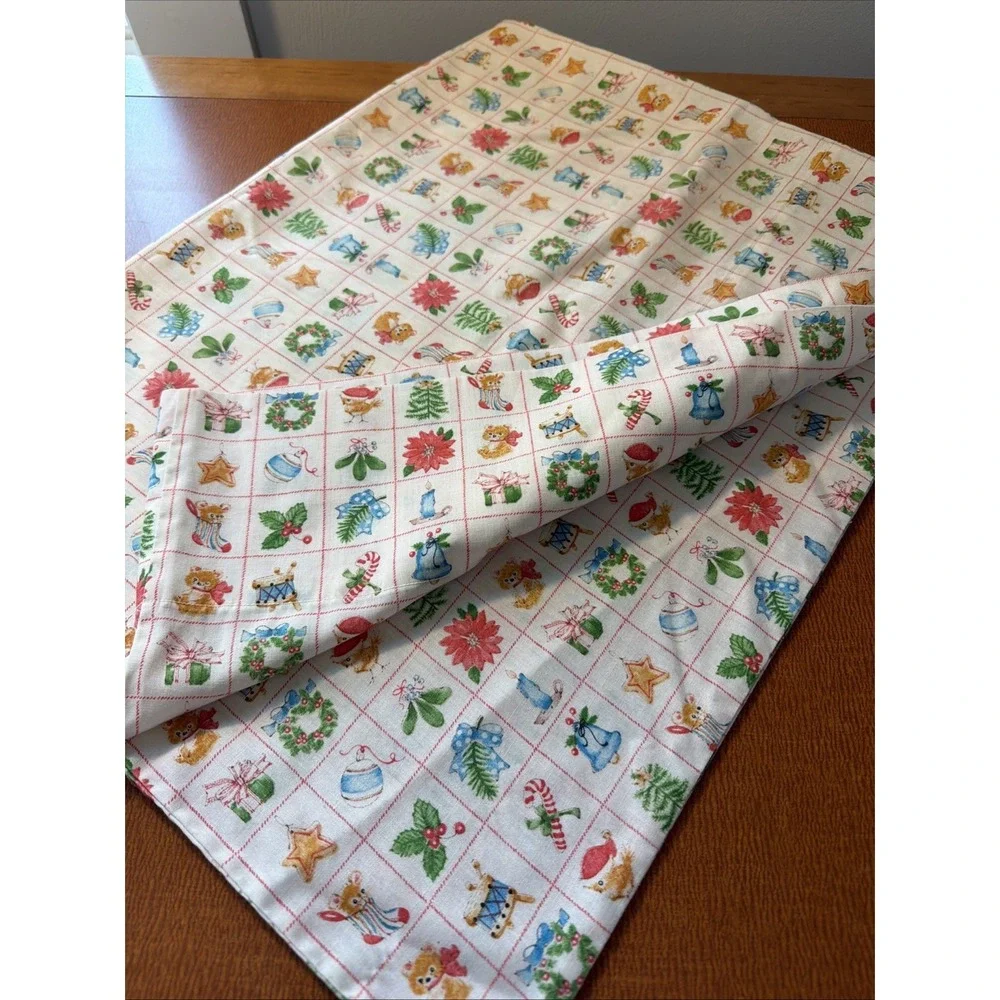 VTG Spring Mills Christmas Baby Animals in‎ Red Blocks Cheater Quilt Pillowcase